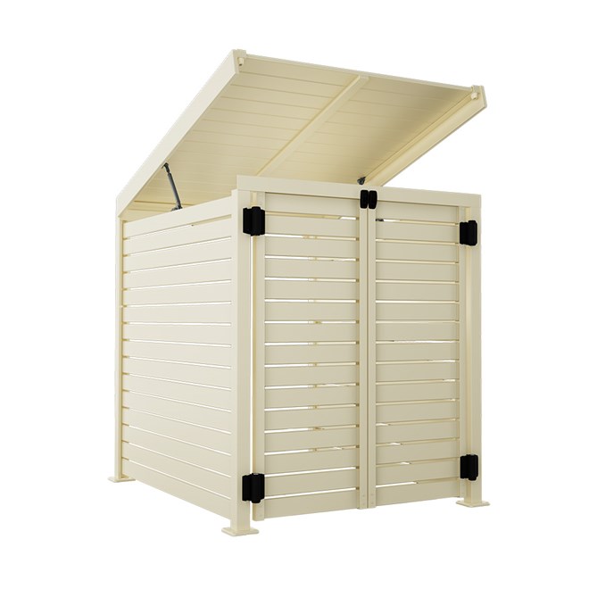 Slat Pool Pump Cover 1200 x 1134 x 982mm Primrose Double Door With Lid