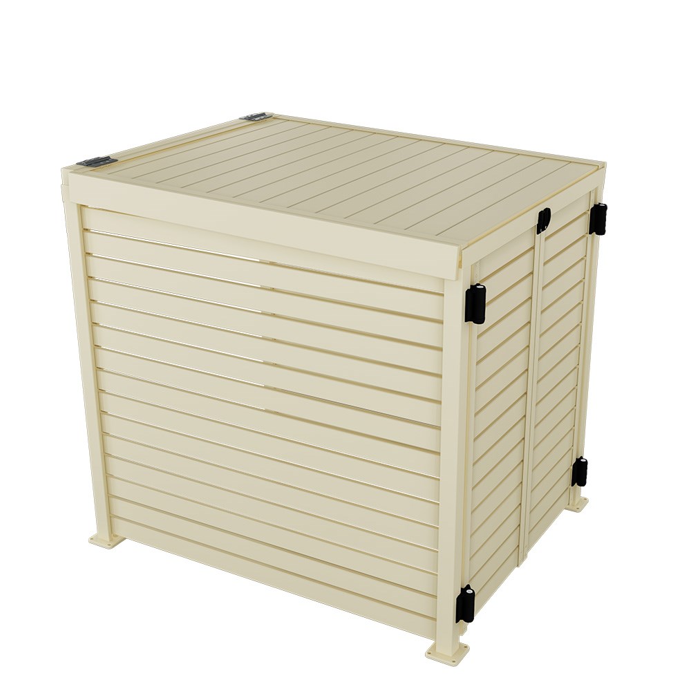 Slat Pool Pump Cover 1200 x 1134 x 982mm Primrose Double Door With Lid