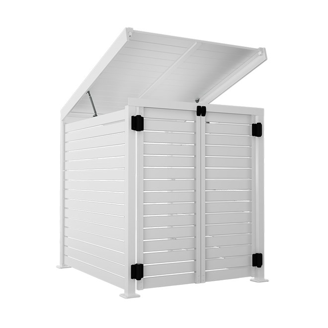 Slat Pool Pump Cover 1200 x 1134 x 982mm Off White Double Door With Lid