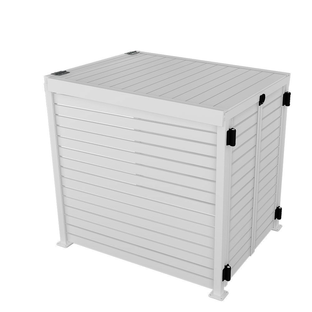 Slat Pool Pump Cover 1200 x 1134 x 982mm Off White Double Door With Lid