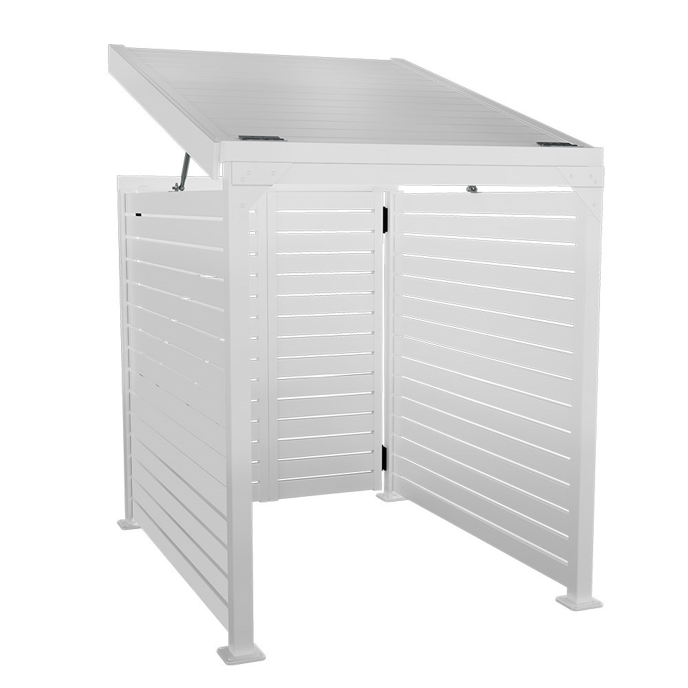 Slat Pool Pump Cover 1200 x 1134 x 982mm Off White Double Door With Lid