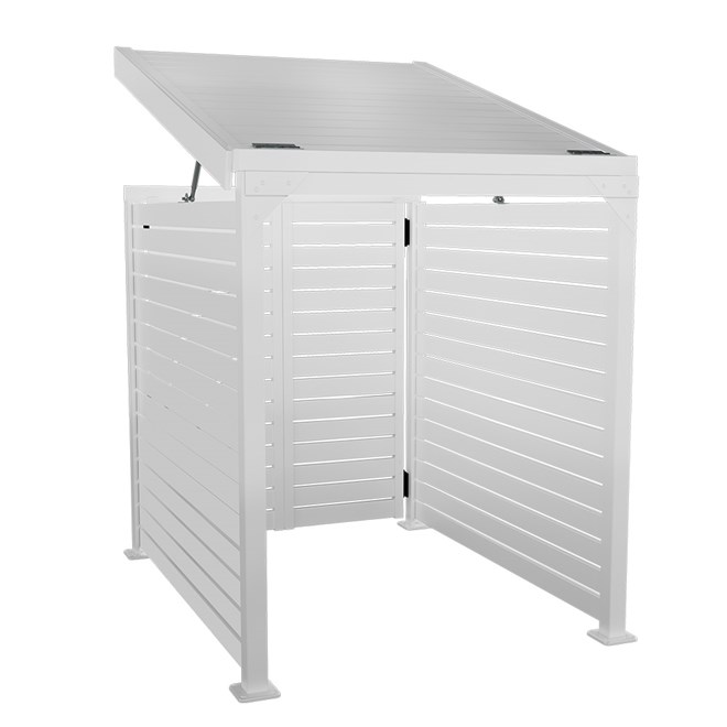 Slat Pool Pump Cover 1200 x 1134 x 982mm Off White Double Door With Lid