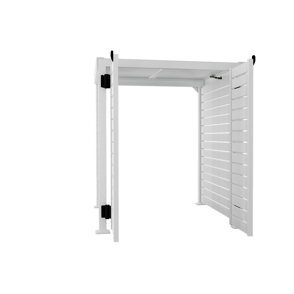 Slat Pool Pump Cover 1200 x 1134 x 982mm Off White Double Door With Lid