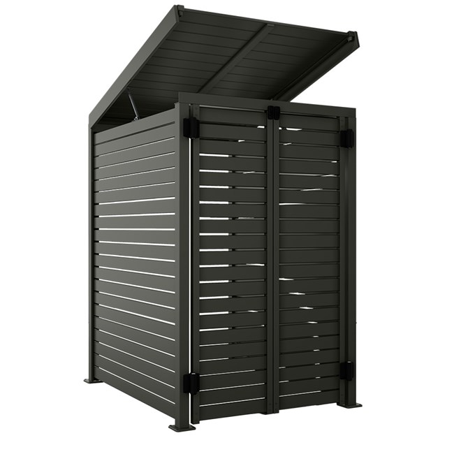 Slat Pool Pump Cover 1200 x 1489 x 982mm Slate Grey Double Door With Lid