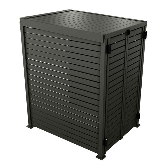 Slat Pool Pump Cover 1200 x 1489 x 982mm Slate Grey Double Door With Lid