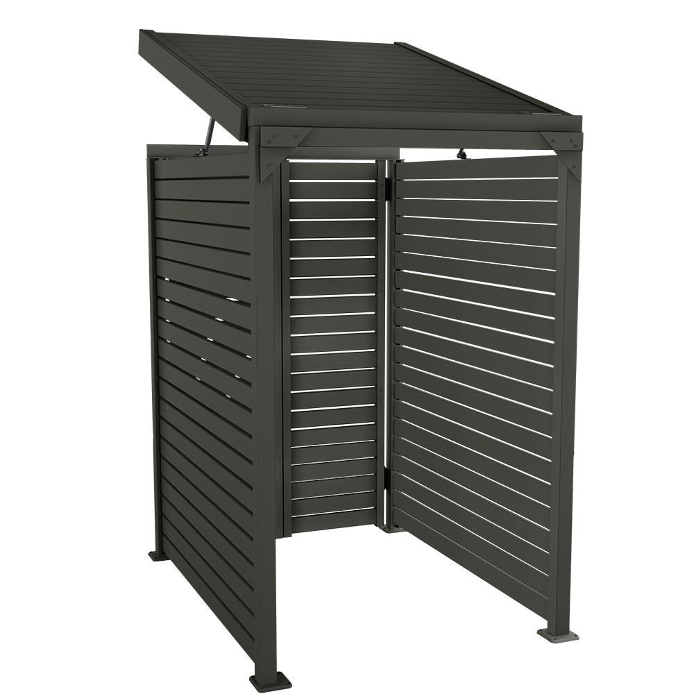 Slat Pool Pump Cover 1200 x 1489 x 982mm Slate Grey Double Door With Lid