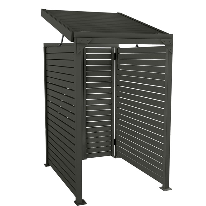 Slat Pool Pump Cover 1200 x 1489 x 982mm Slate Grey Double Door With Lid