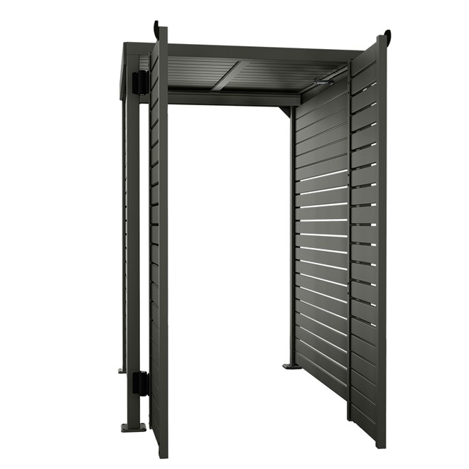 Slat Pool Pump Cover 1200 x 1489 x 982mm Slate Grey Double Door With Lid