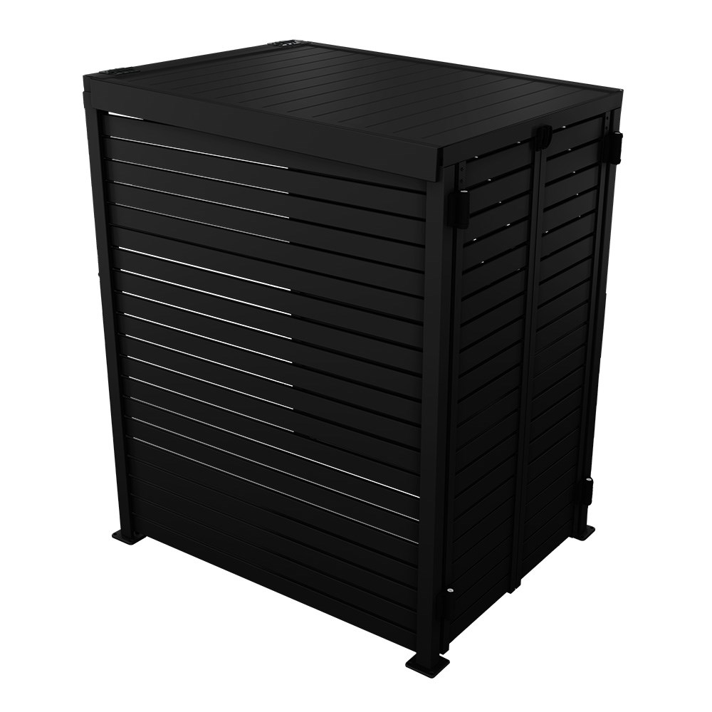 Slat Pool Pump Cover 1200 x 1489 x 982mm Gun Metal Grey Double Door With Lid