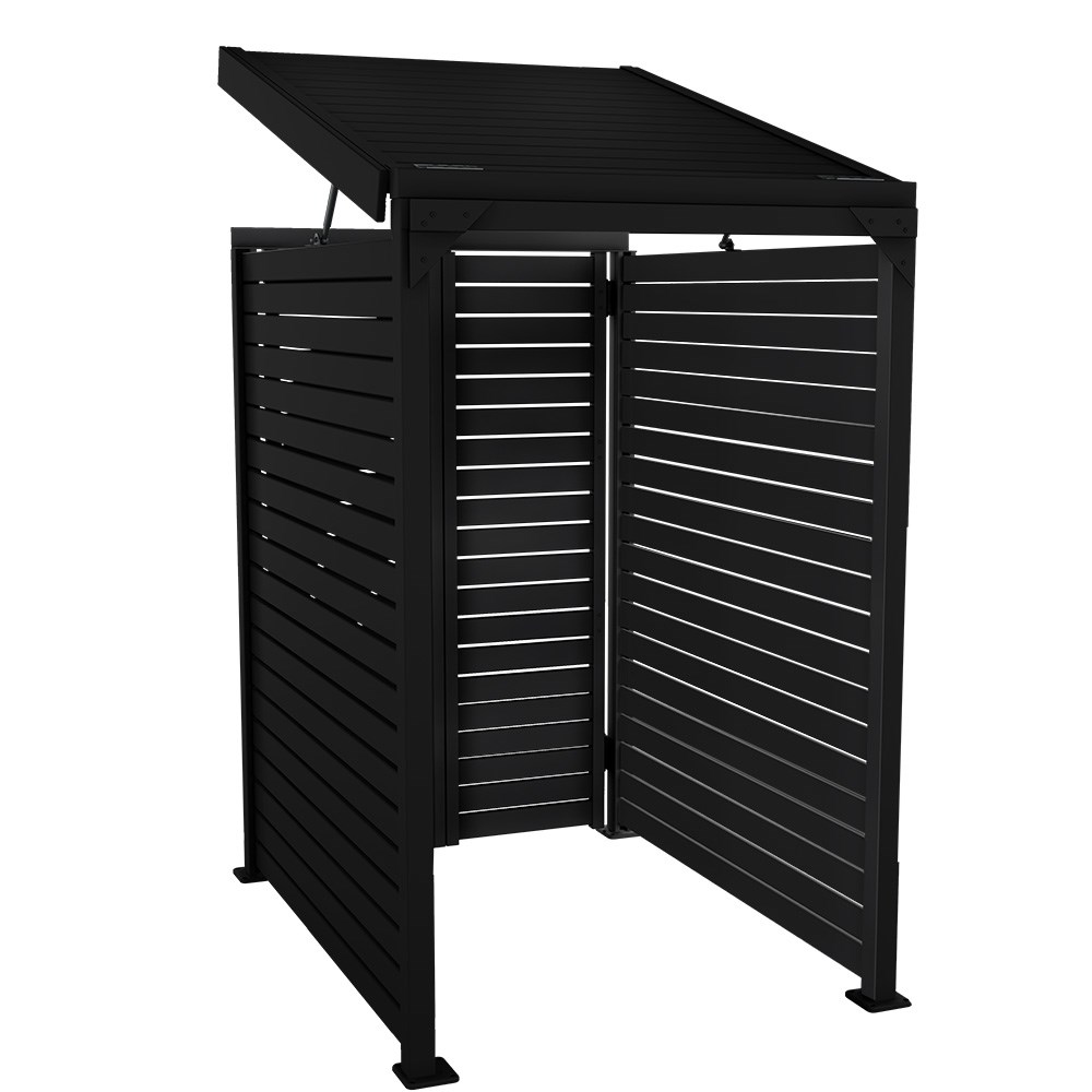 Slat Pool Pump Cover 1200 x 1489 x 982mm Gun Metal Grey Double Door With Lid