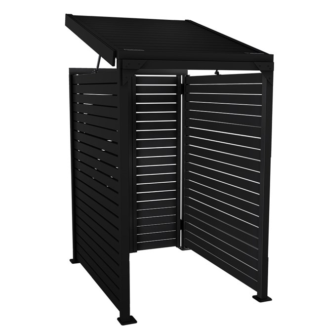 Slat Pool Pump Cover 1200 x 1489 x 982mm Gun Metal Grey Double Door With Lid