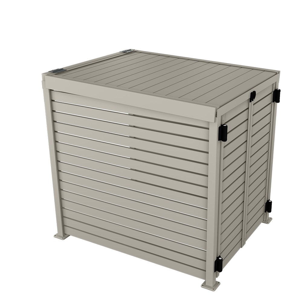 Slat Pool Pump Cover 1200 x 1134 x 982mm Birch Double Door With Lid