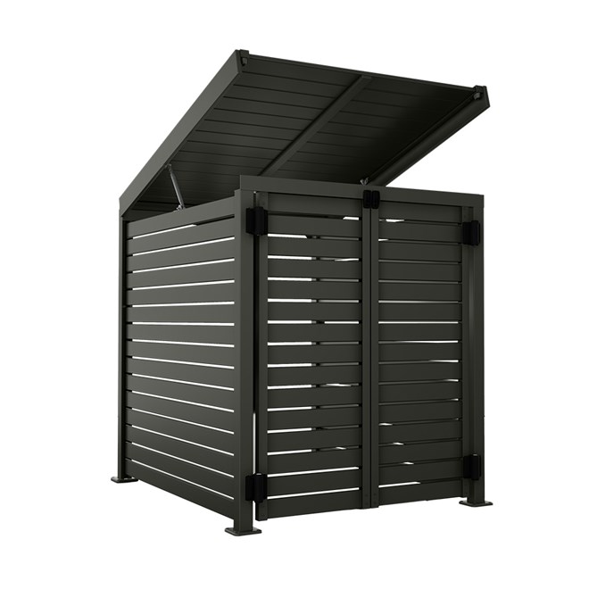 Slat Pool Pump Cover 1200 x 1134 x 982mm Slate Grey Double Door With Lid