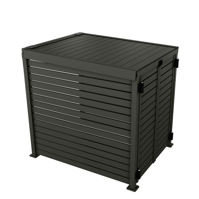 Slat Pool Pump Cover 1200 x 1134 x 982mm Slate Grey Double Door With Lid