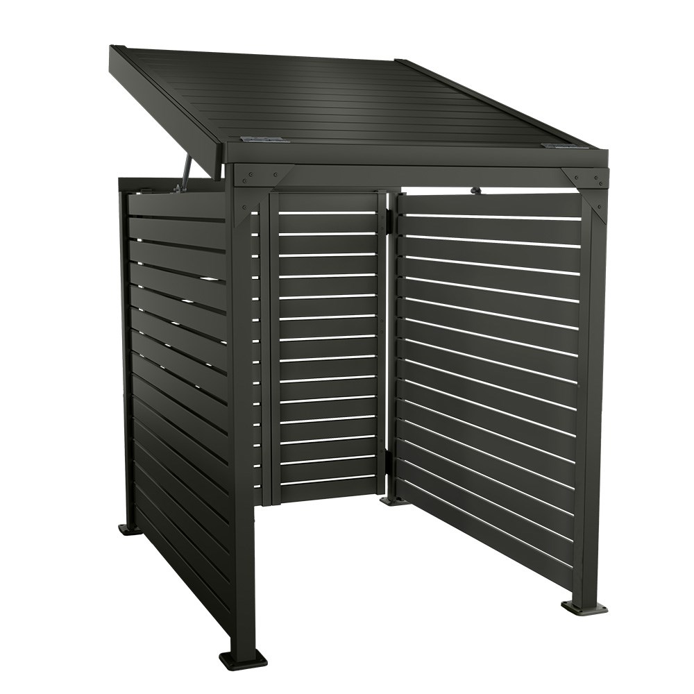 Slat Pool Pump Cover 1200 x 1134 x 982mm Slate Grey Double Door With Lid