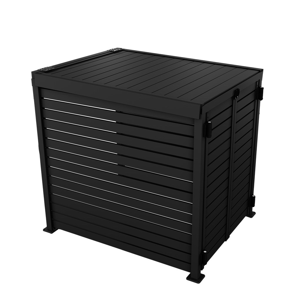 Slat Pool Pump Cover 1200 x 1134 x 982mm Gun Metal Grey Double Door With Lid