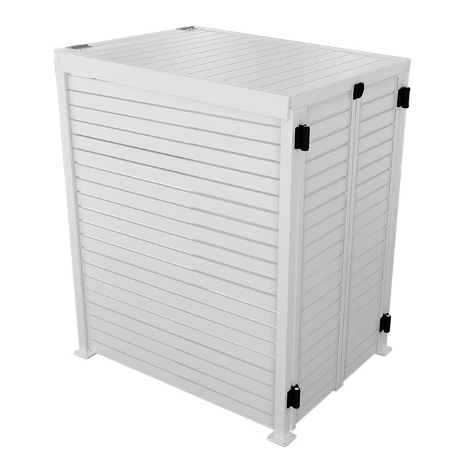 Slat Pool Pump Cover 1200 x 1489 x 982mm Off White Double Door With Lid