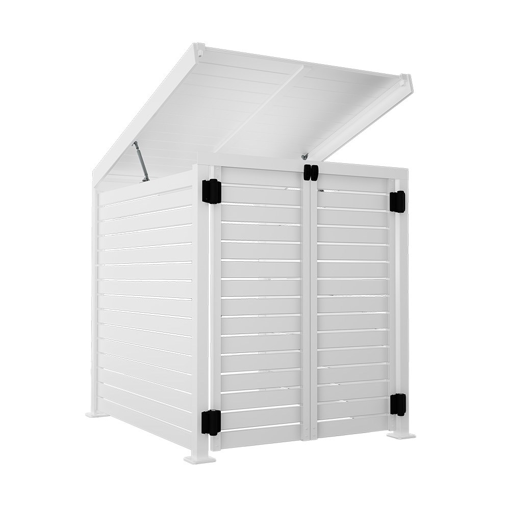 Slat Pool Pump Cover 1200 x 1134 x 982mm White Double Door With Lid