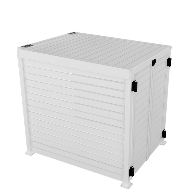 Slat Pool Pump Cover 1200 x 1134 x 982mm White Double Door With Lid