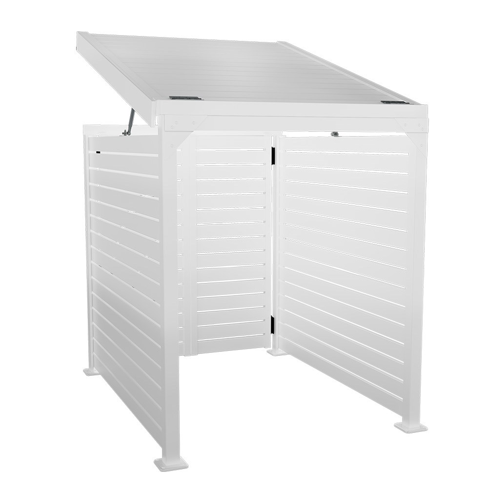 Slat Pool Pump Cover 1200 x 1134 x 982mm White Double Door With Lid
