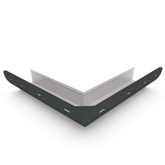 Quarter Round Gutter External Mitre Slotted Gun Metal Grey