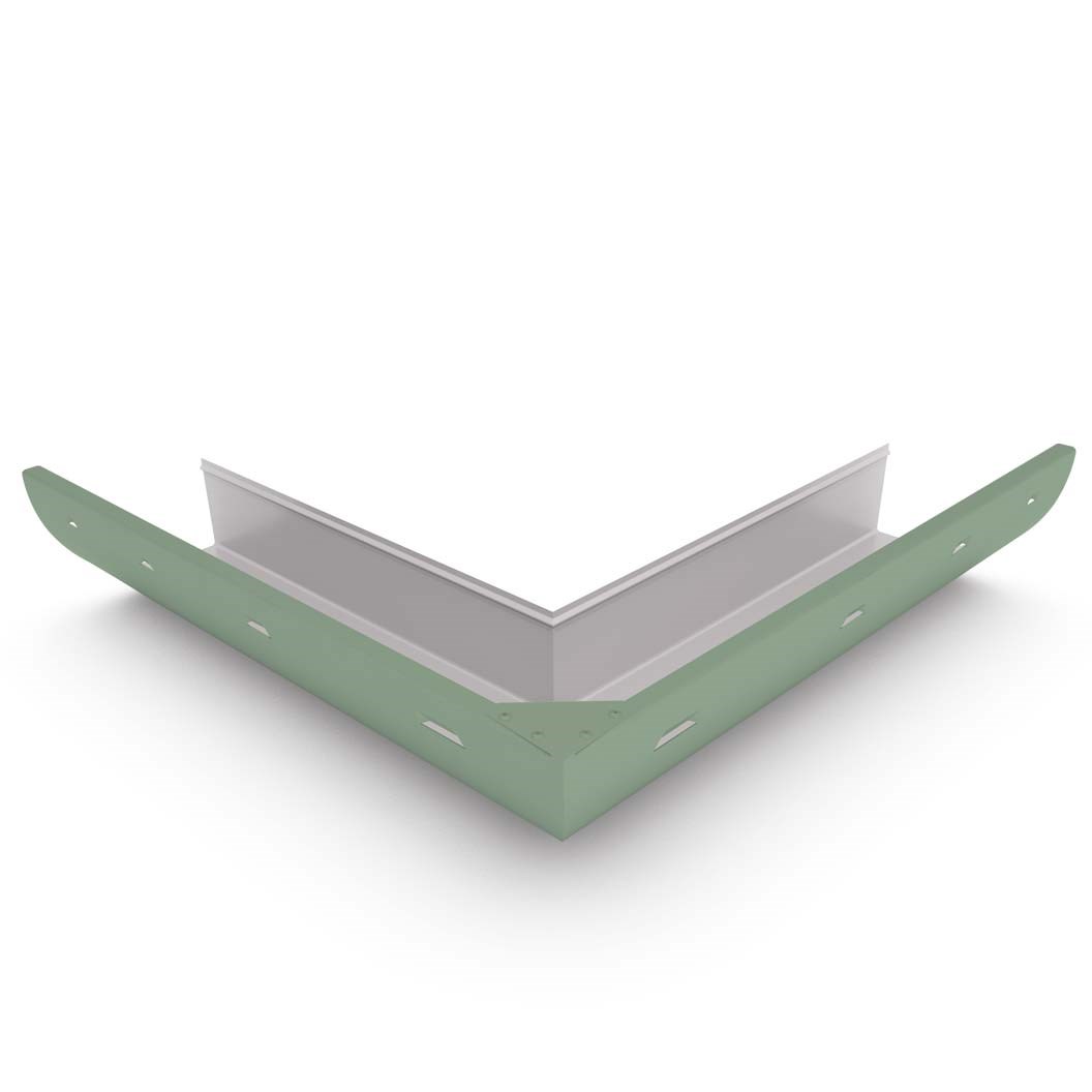 Quarter Round Gutter External Mitre Slotted Mist Green