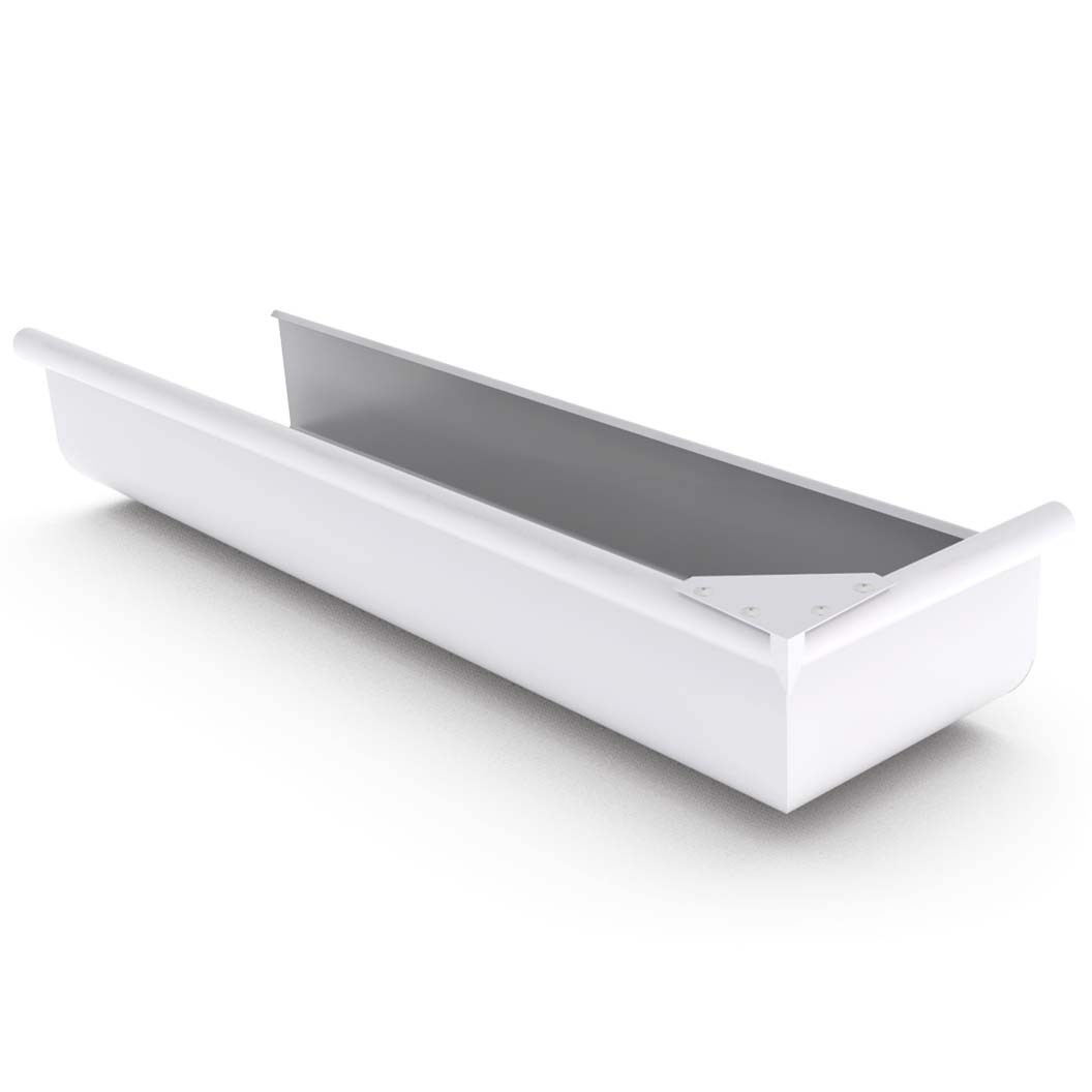 Quad Gutter 150  Return Stop End Right Hand Off White