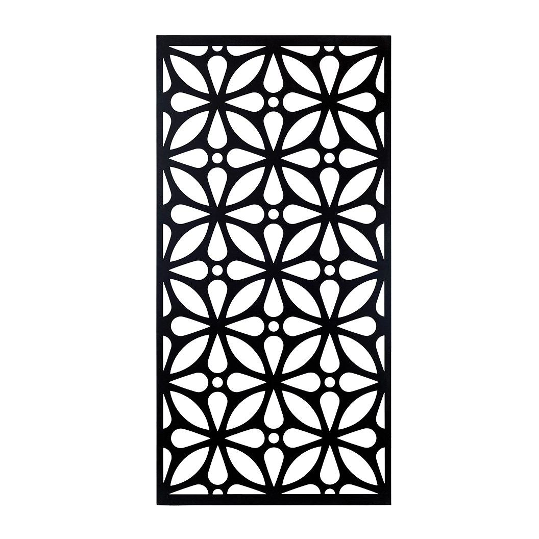 Painted Decorative Screen Floral Black 600x1200mm