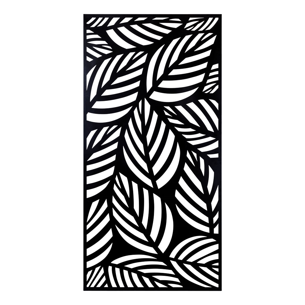 Painted Decorative Screen Leaves Black 600x1200mm