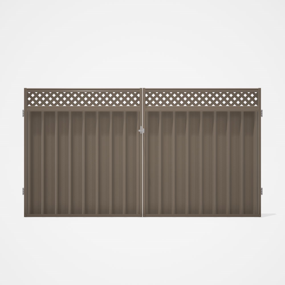 Good Neighbour® Superdek® Screen Top Double Gate Premium .35 BMT 1.8m High Sheet: Beige, Frame: Beig