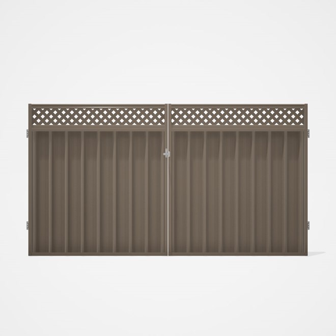 Good Neighbour® Superdek® Screen Top Double Gate Premium .35 BMT 1.8m High Sheet: Beige, Frame: Beig