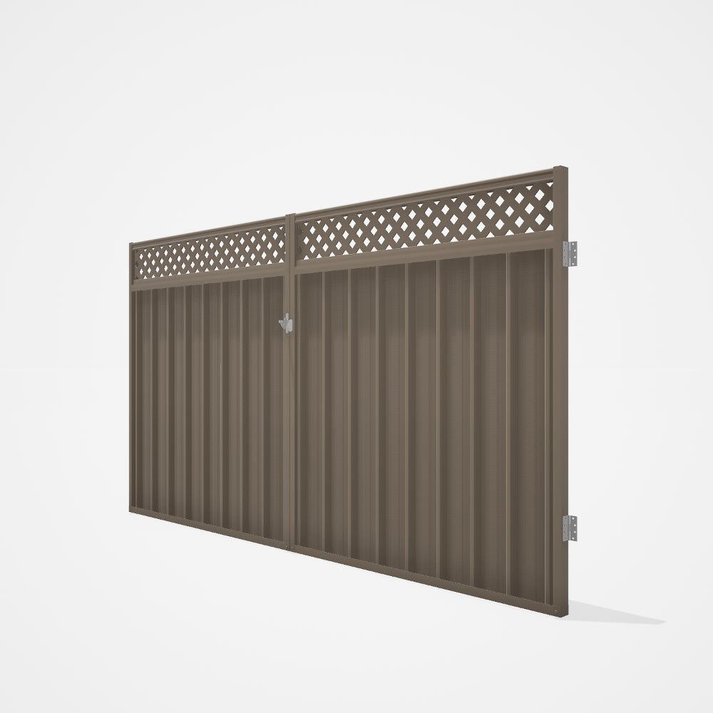 Good Neighbour® Superdek® Screen Top Double Gate Premium .35 BMT 1.8m High Sheet: Beige, Frame: Beig