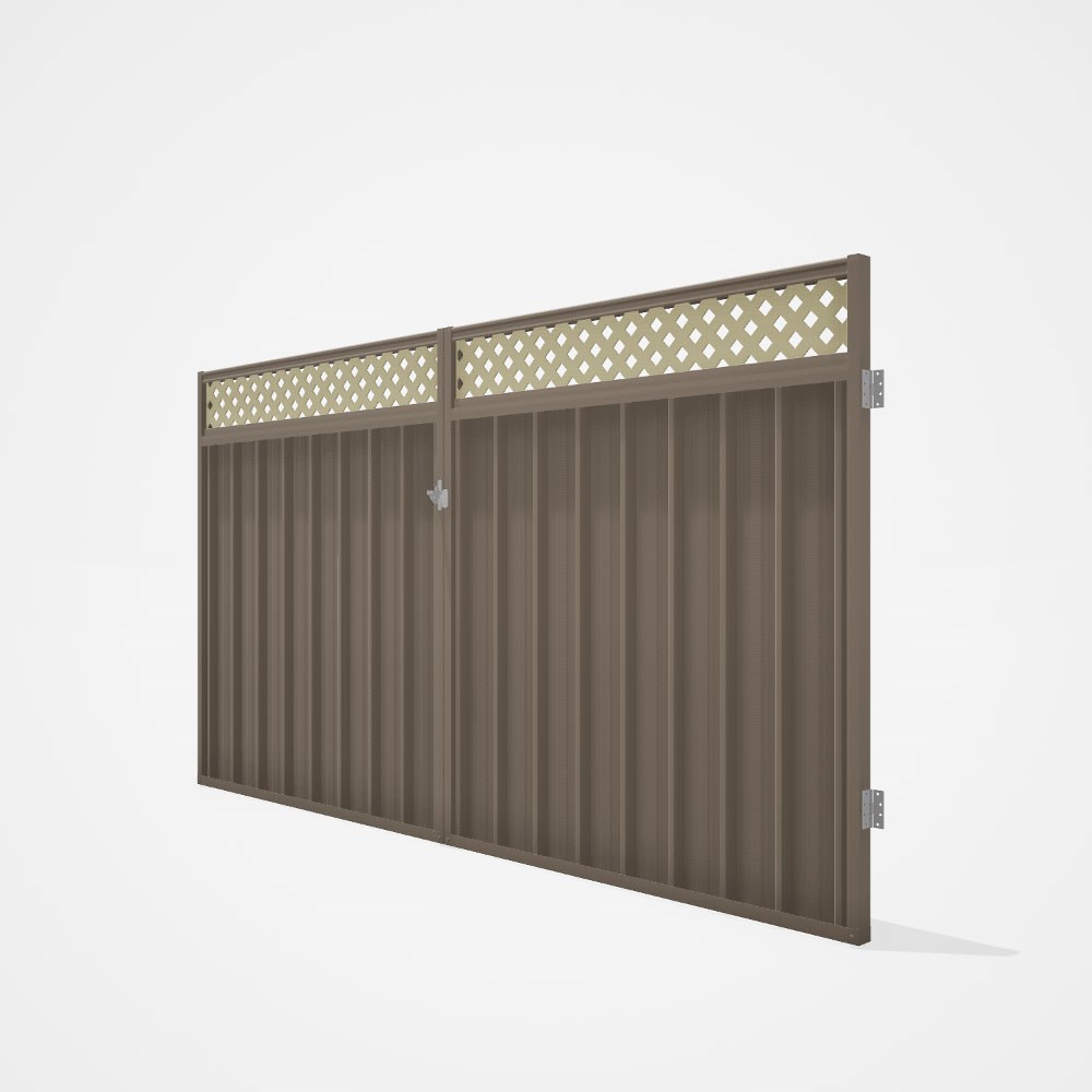 Good Neighbour® Superdek® Screen Top Double Gate Premium .35 BMT 1.8m High Sheet: Beige, Frame: Beig
