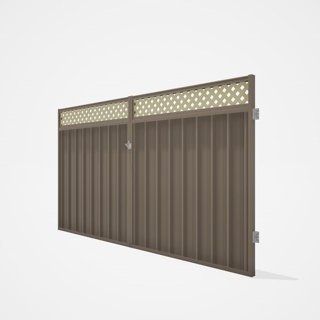 Good Neighbour® Superdek® Screen Top Double Gate Premium .35 BMT 1.8m High Sheet: Beige, Frame: Beig