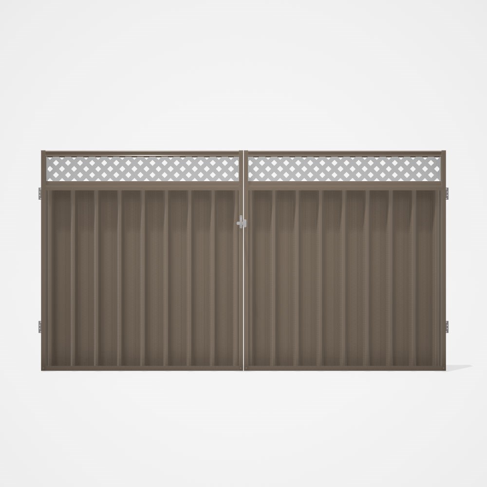 Good Neighbour® Superdek® Screen Top Double Gate Premium .35 BMT 1.8m High Sheet: Beige, Frame: Beig