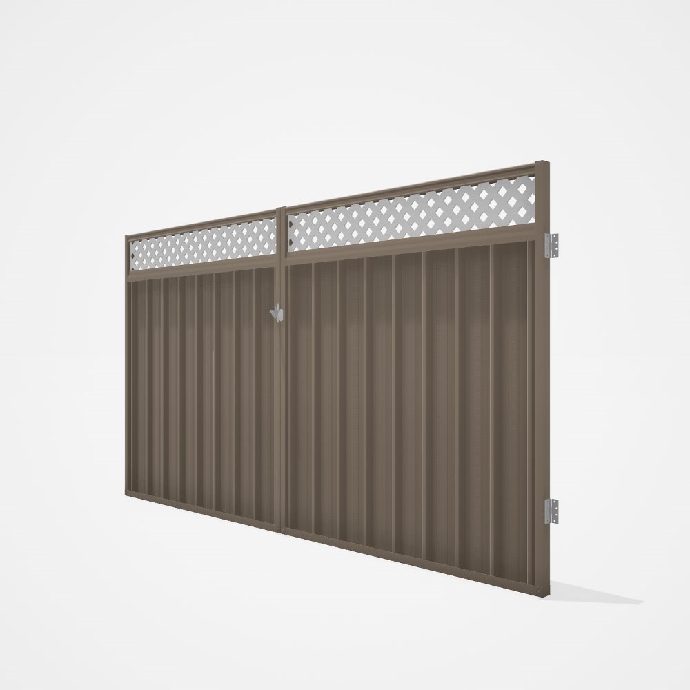 Good Neighbour® Superdek® Screen Top Double Gate Premium .35 BMT 1.8m High Sheet: Beige, Frame: Beig
