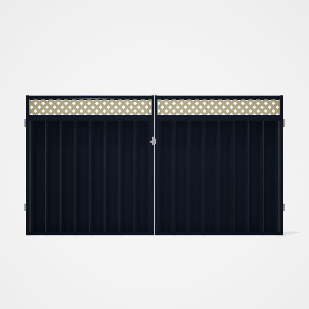 Good Neighbour® Superdek® Screen Top Double Gate Premium .35 BMT 1.8m High Sheet: Dark Stone, Frame: