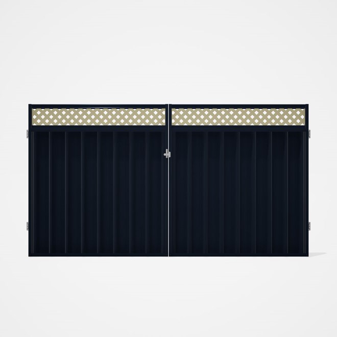 Good Neighbour® Superdek® Screen Top Double Gate Premium .35 BMT 1.8m High Sheet: Dark Stone, Frame: