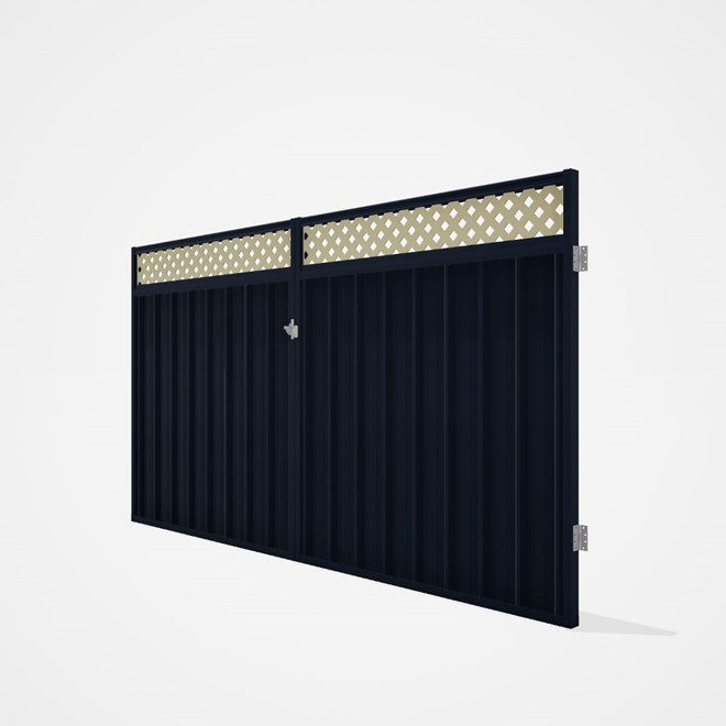 Good Neighbour® Superdek® Screen Top Double Gate Premium .35 BMT 1.8m High Sheet: Dark Stone, Frame: