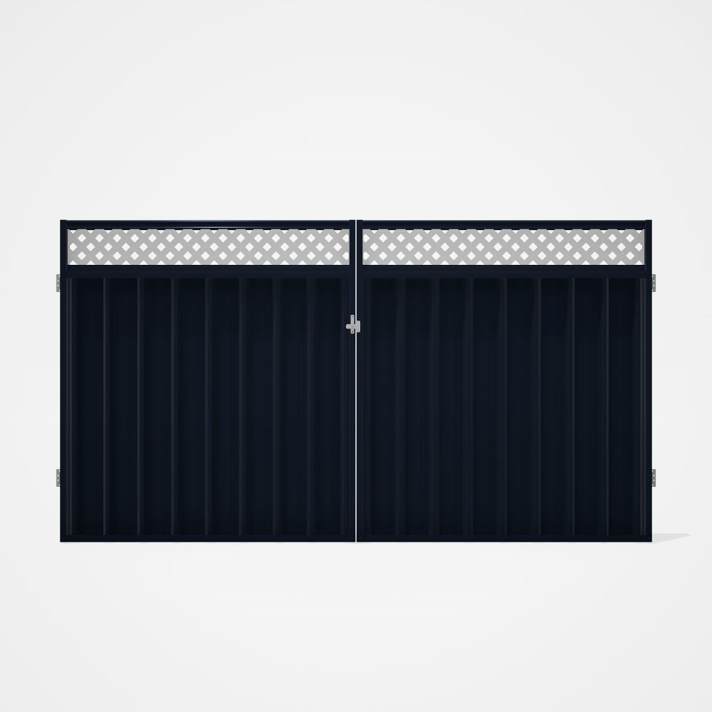Good Neighbour® Superdek® Screen Top Double Gate Premium .35 BMT 1.8m High Sheet: Dark Stone, Frame: