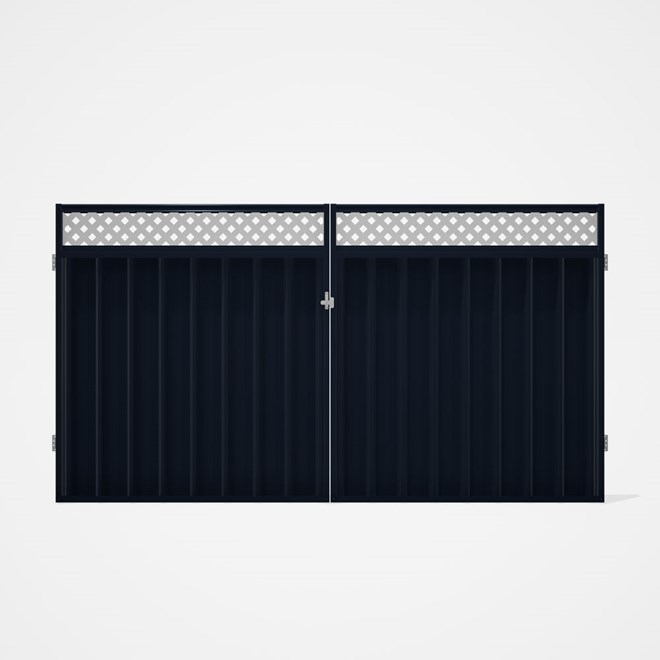 Good Neighbour® Superdek® Screen Top Double Gate Premium .35 BMT 1.8m High Sheet: Dark Stone, Frame: