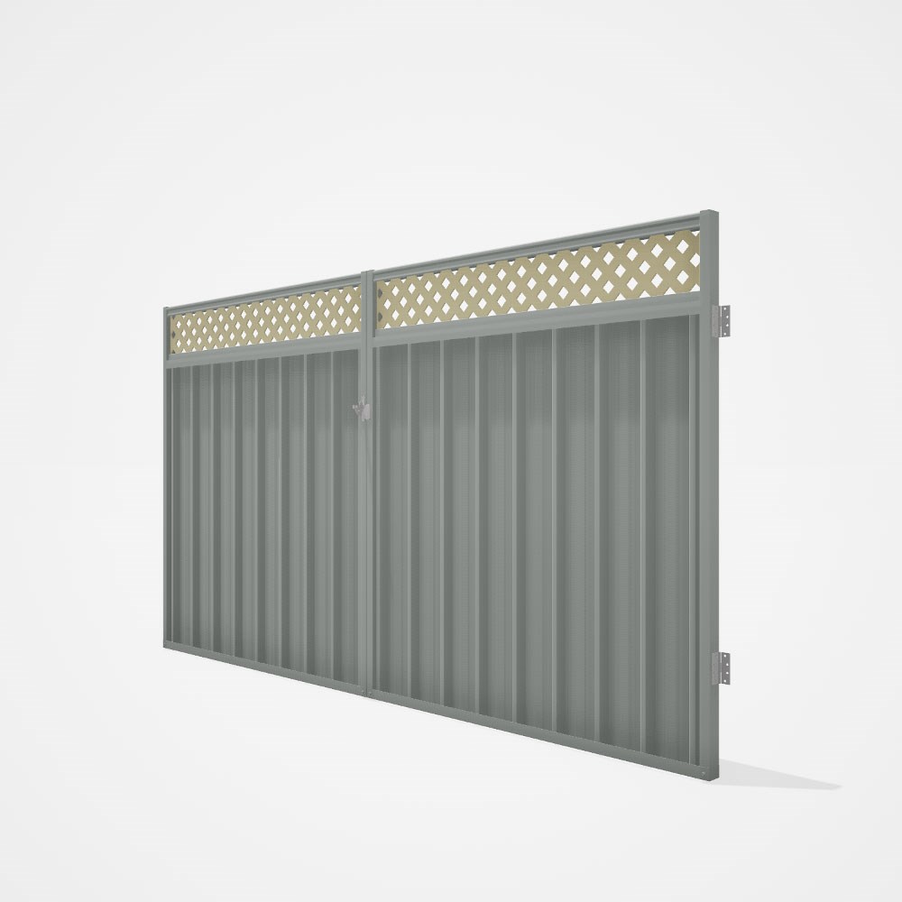Good Neighbour® Superdek® Screen Top Double Gate Premium .35 BMT 1.8m High Sheet: Gull Grey, Frame: 