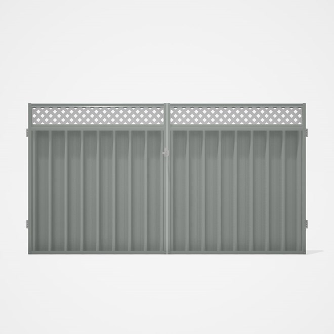 Good Neighbour® Superdek® Screen Top Double Gate Premium .35 BMT 1.8m High Sheet: Gull Grey, Frame: 