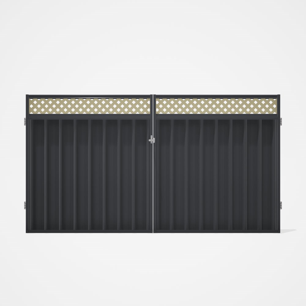 Good Neighbour® Superdek® Screen Top Double Gate Premium .35 BMT 1.8m High Sheet: Granite, Frame: Gr