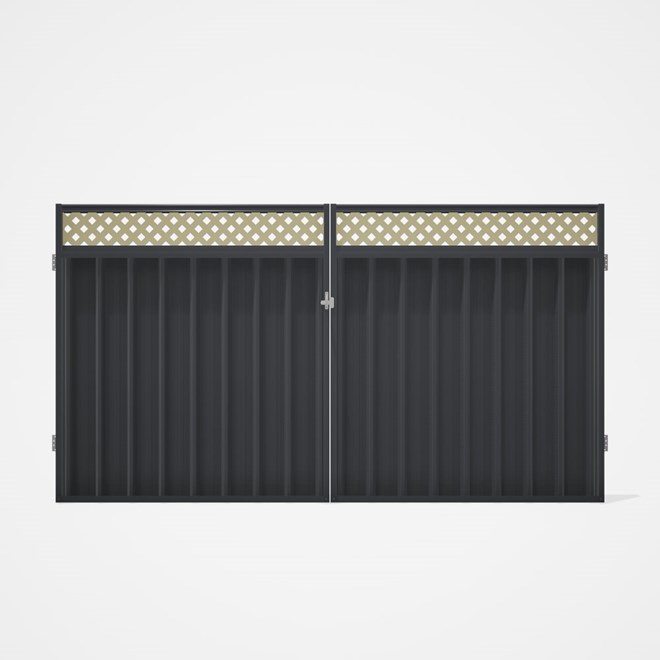 Good Neighbour® Superdek® Screen Top Double Gate Premium .35 BMT 1.8m High Sheet: Granite, Frame: Gr