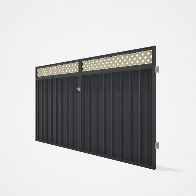Good Neighbour® Superdek® Screen Top Double Gate Premium .35 BMT 1.8m High Sheet: Granite, Frame: Gr