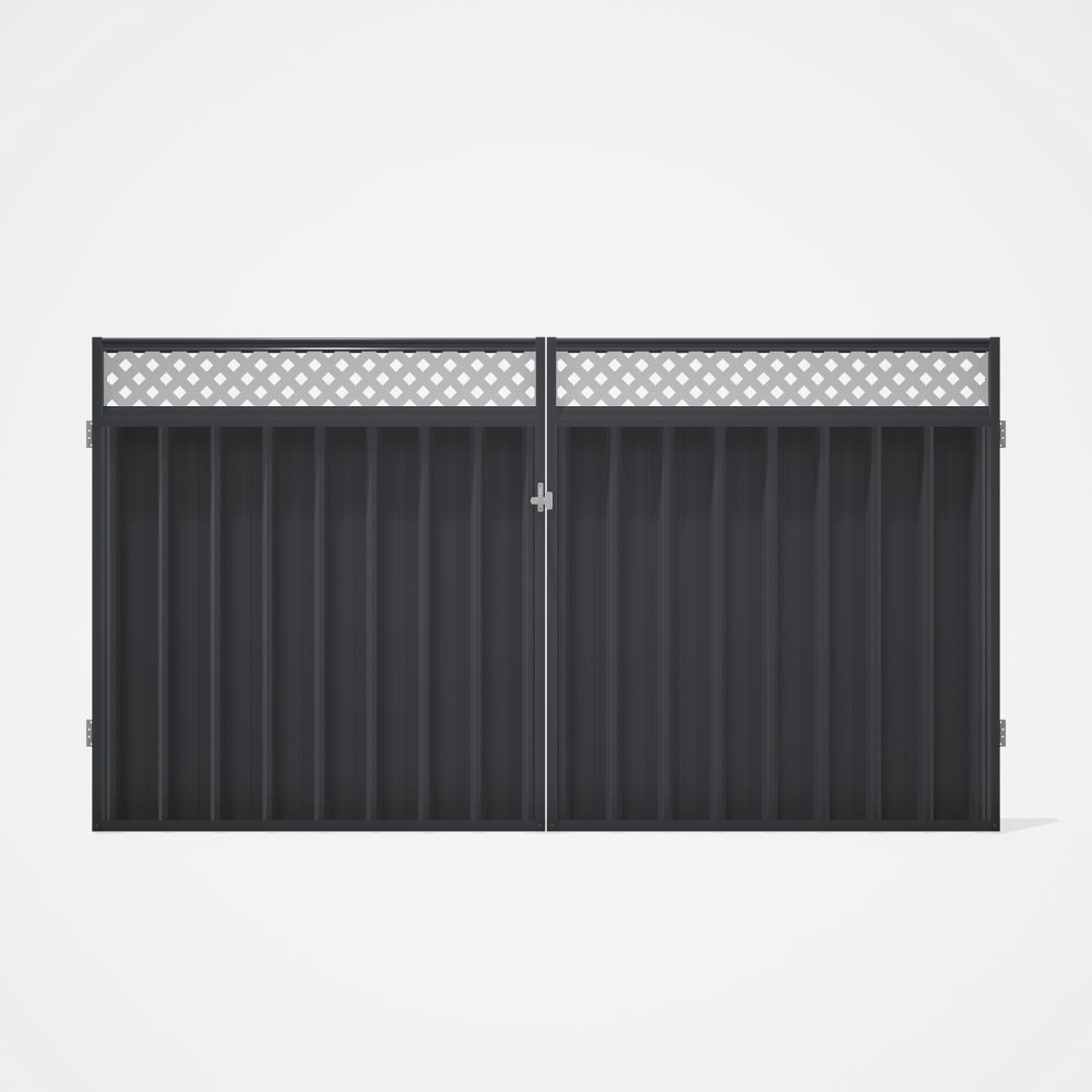 Good Neighbour® Superdek® Screen Top Double Gate Premium .35 BMT 1.8m High Sheet: Granite, Frame: Gr