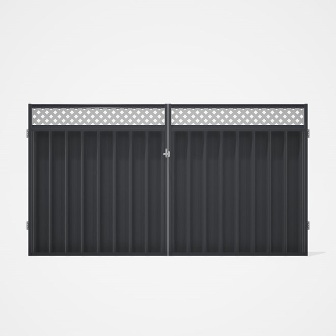 Good Neighbour® Superdek® Screen Top Double Gate Premium .35 BMT 1.8m High Sheet: Granite, Frame: Gr