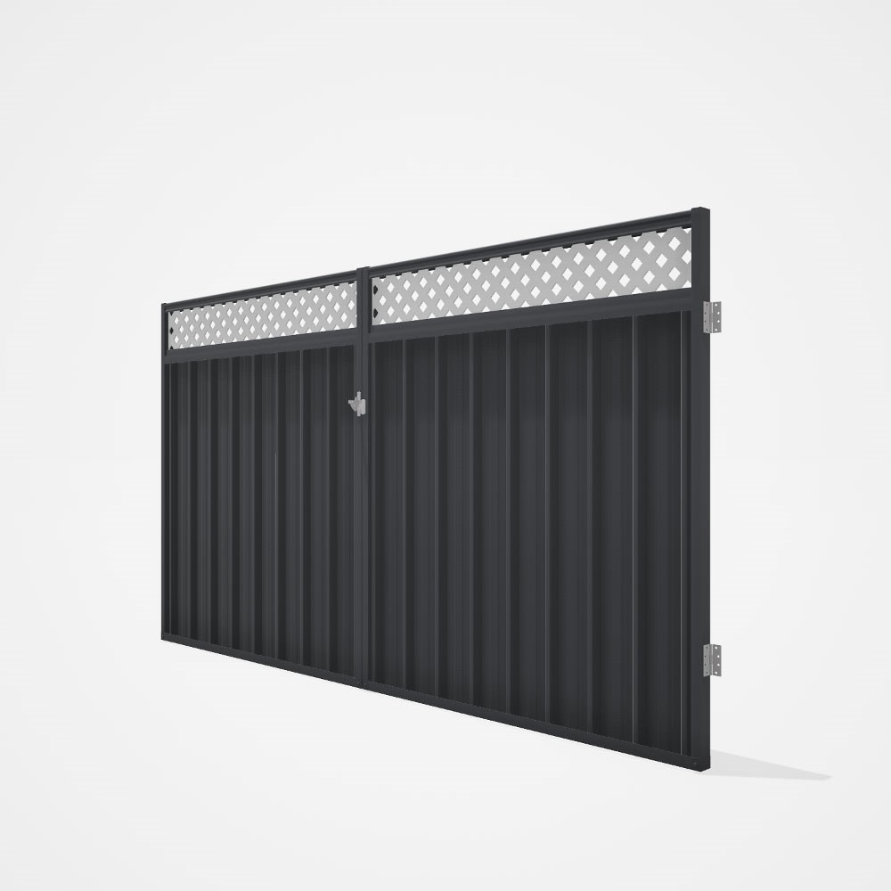 Good Neighbour® Superdek® Screen Top Double Gate Premium .35 BMT 1.8m High Sheet: Granite, Frame: Gr