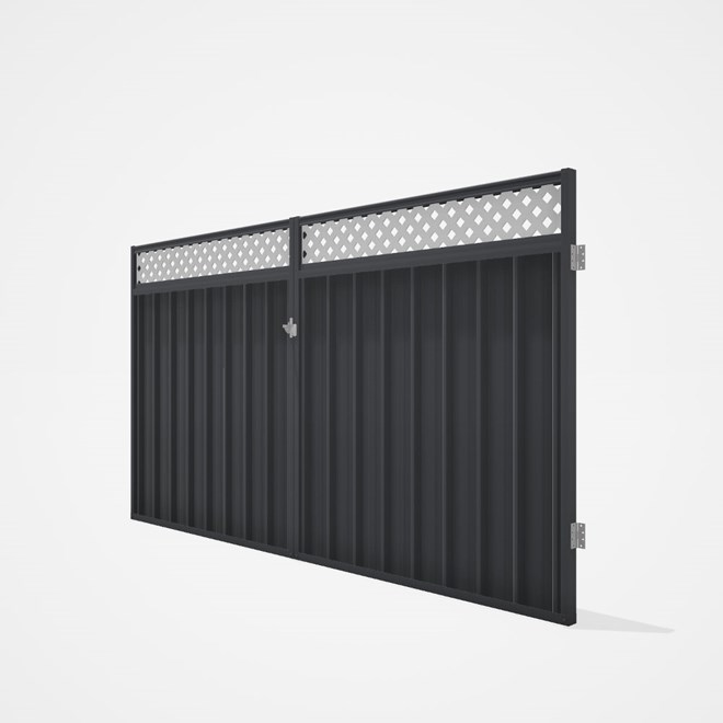 Good Neighbour® Superdek® Screen Top Double Gate Premium .35 BMT 1.8m High Sheet: Granite, Frame: Gr